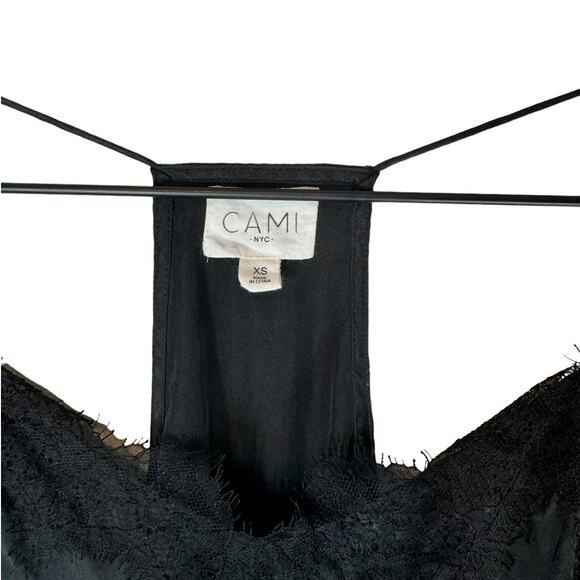 Black CAMI NYC Racer Back Lace Trimmed Silk Charmeuse Cami XS - Picture 6 of 10